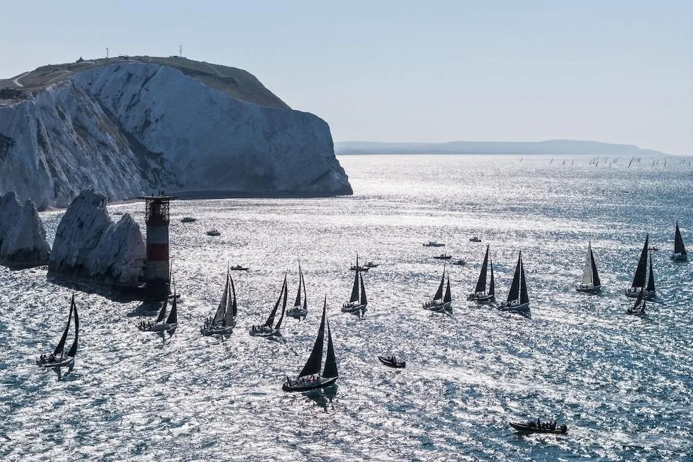 Racing fleet off the Needles, Isle of Wight. Photograph by Paul Wyeth
